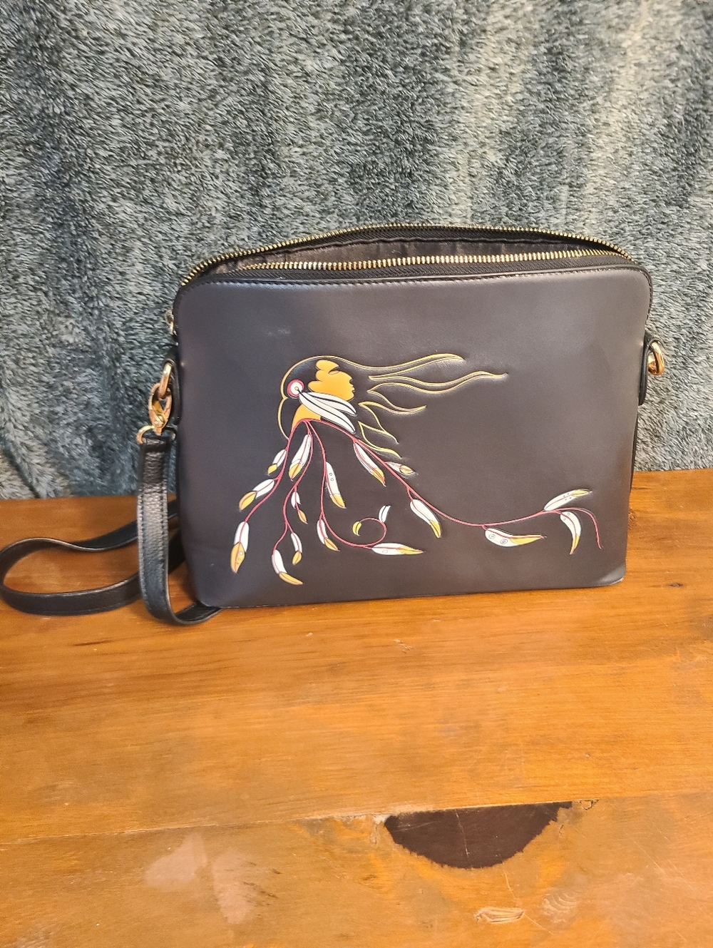 Maxine Noel Indigenous Art Black Leather Purse